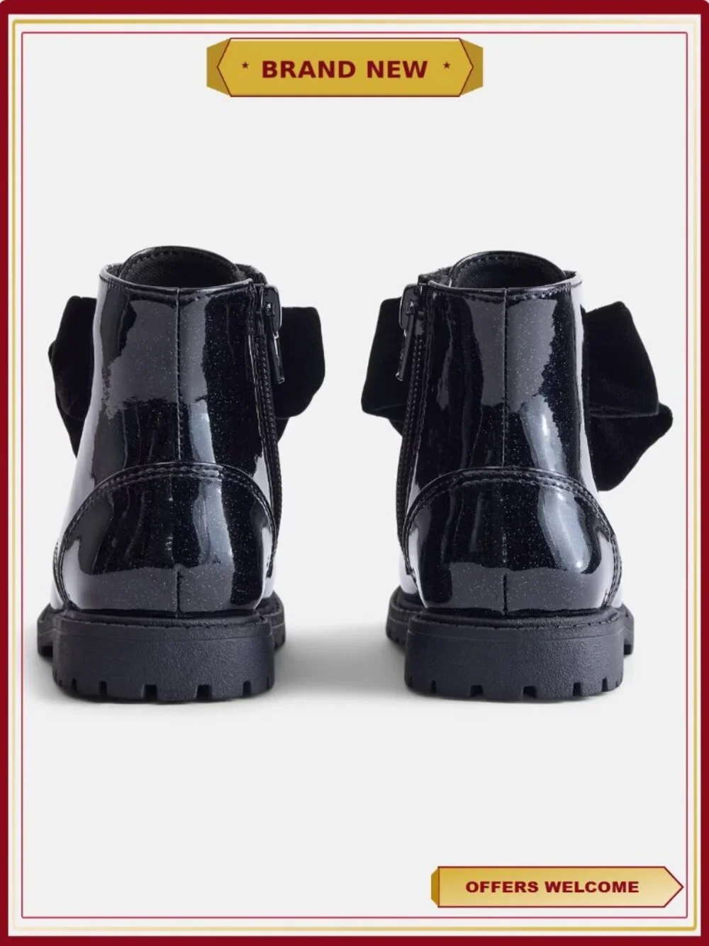 Toddler Girls Bow Combat Boots - Lace-Up Side Zip Hiker